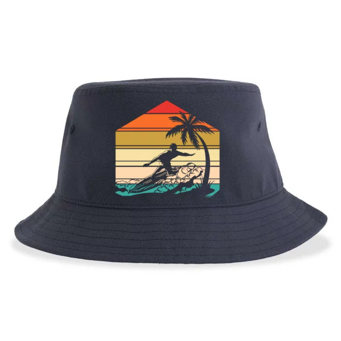 Surfer Summer Tropical Sunset Sustainable Bucket Hat