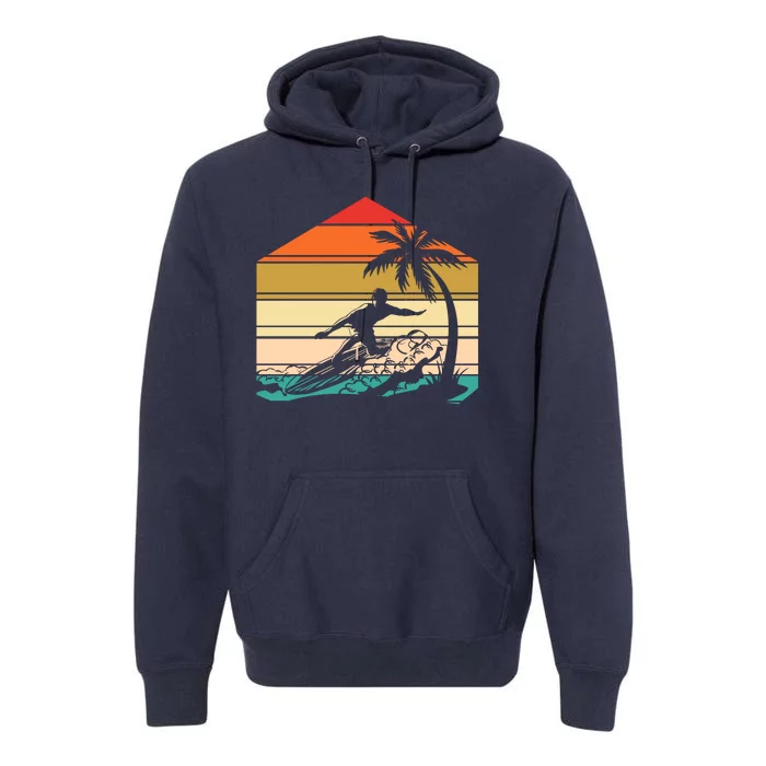 Surfer Summer Tropical Sunset Premium Hoodie