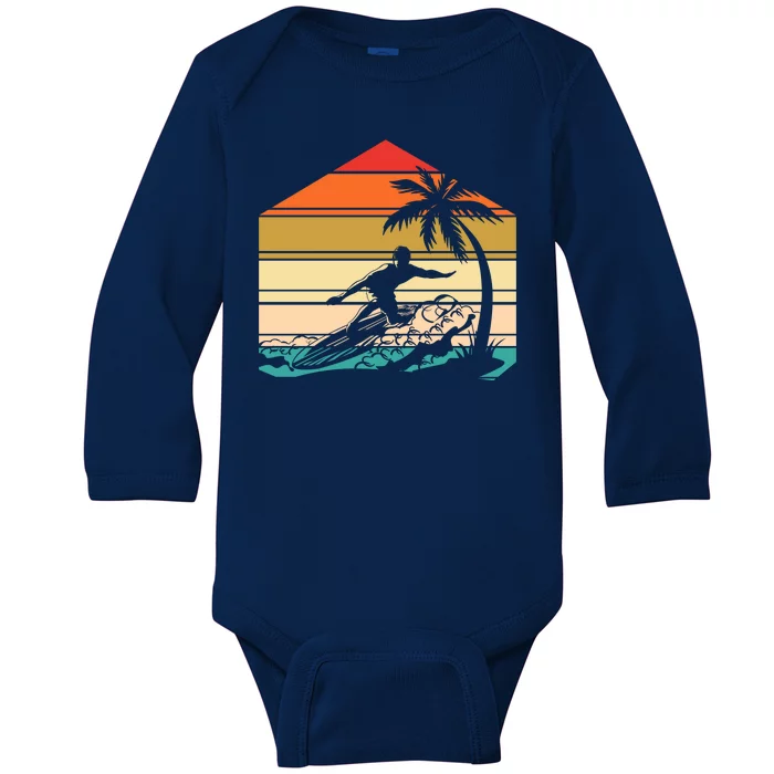 Surfer Summer Tropical Sunset Baby Long Sleeve Bodysuit