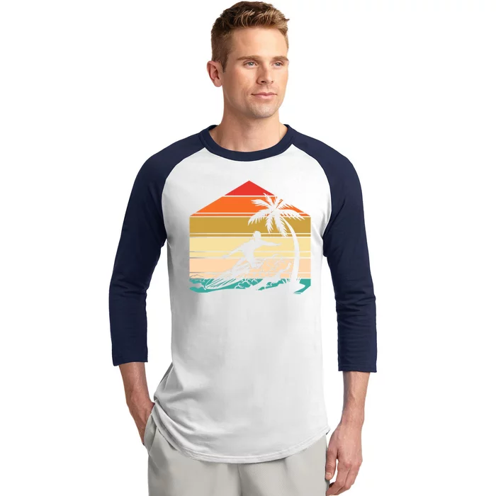 Surfer Summer Tropical Sunset Baseball Sleeve Shirt