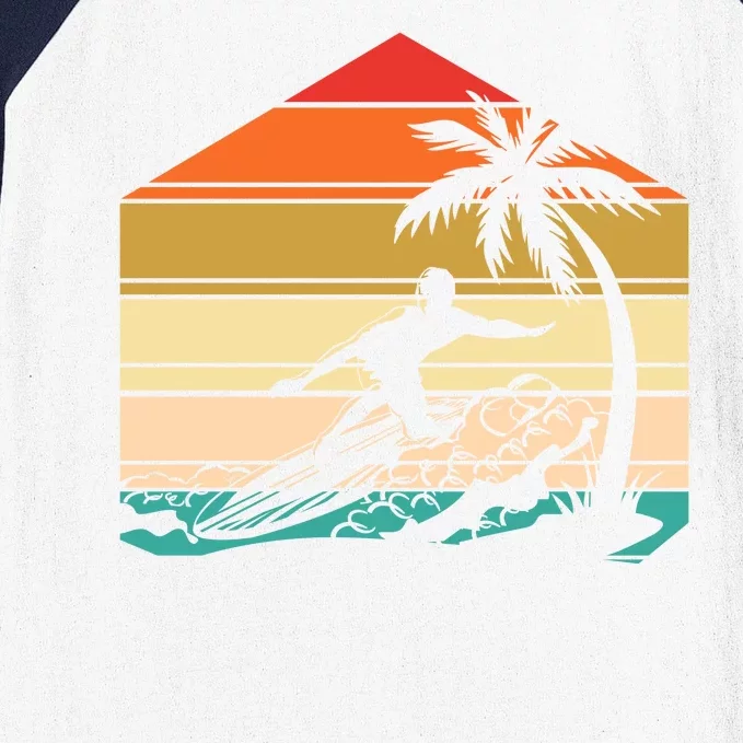 Surfer Summer Tropical Sunset Baseball Sleeve Shirt