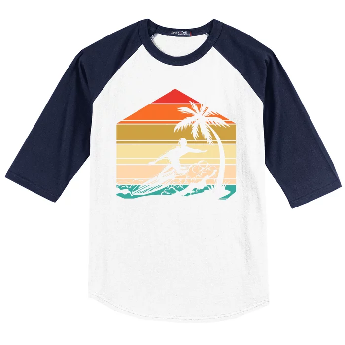 Surfer Summer Tropical Sunset Baseball Sleeve Shirt