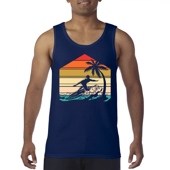 Surfer Summer Tropical Sunset Tank Top