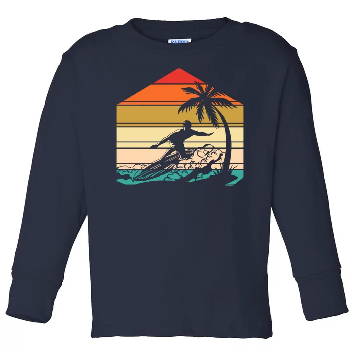 Surfer Summer Tropical Sunset Toddler Long Sleeve Shirt