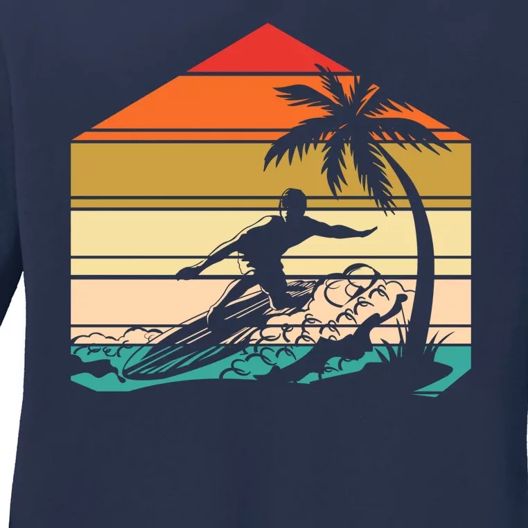 Surfer Summer Tropical Sunset Ladies Long Sleeve Shirt