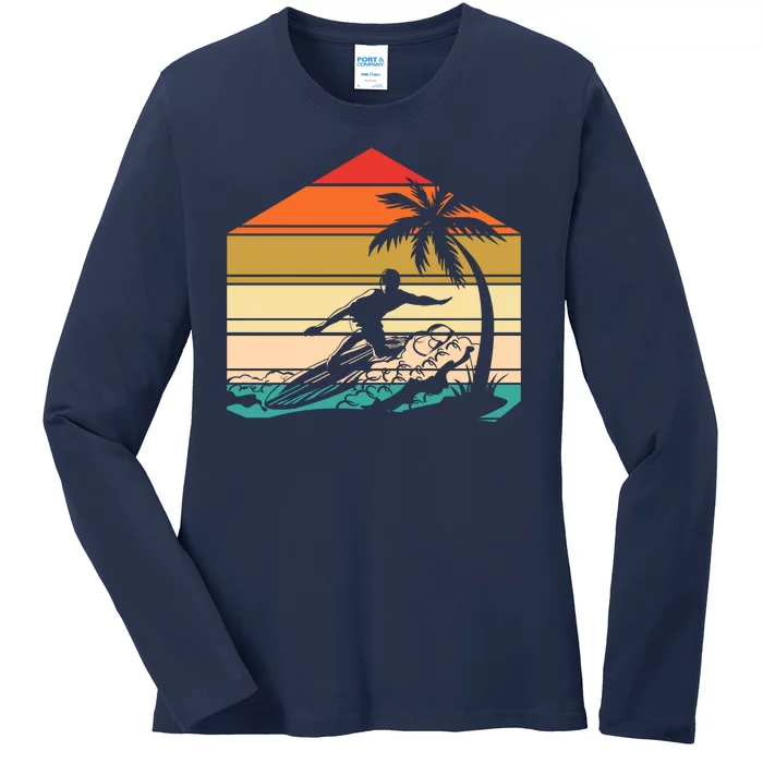 Surfer Summer Tropical Sunset Ladies Long Sleeve Shirt