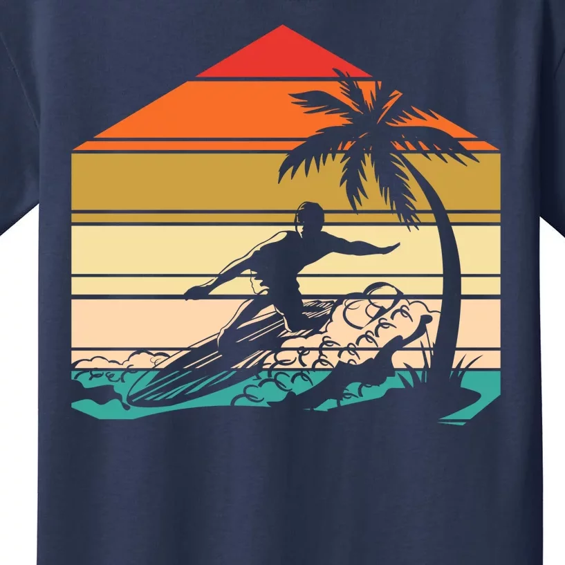 Surfer Summer Tropical Sunset Kids T-Shirt