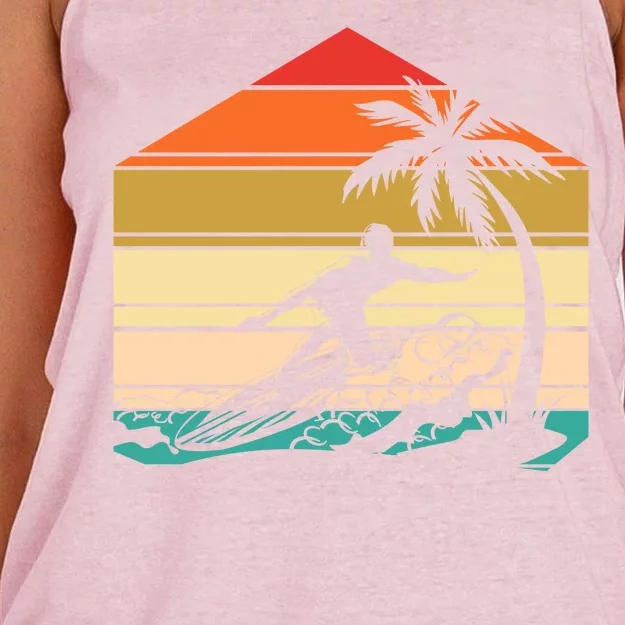 Surfer Summer Tropical Sunset Women's Knotted Racerback Tank