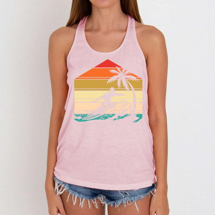 Surfer Summer Tropical Sunset Women's Knotted Racerback Tank