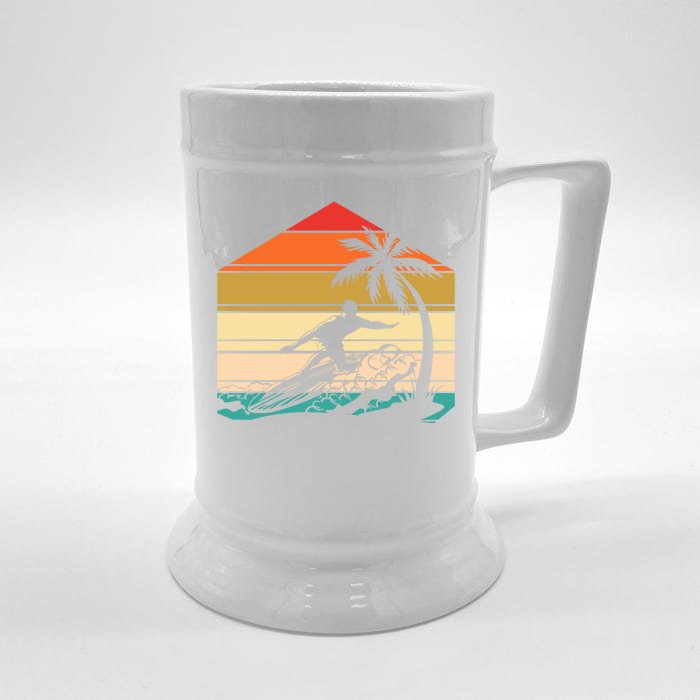 Surfer Summer Tropical Sunset Front & Back Beer Stein