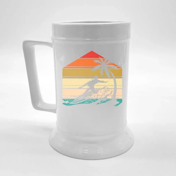 Surfer Summer Tropical Sunset Front & Back Beer Stein