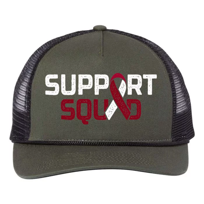 Support Squad Throat Oral Head & Neck Cancer Awareness Retro Rope Trucker Hat Cap