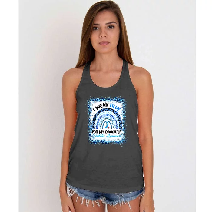 Support Squad Type 1 Diabetes Awareness T1D Blue Ribbon Women's Knotted Racerback Tank