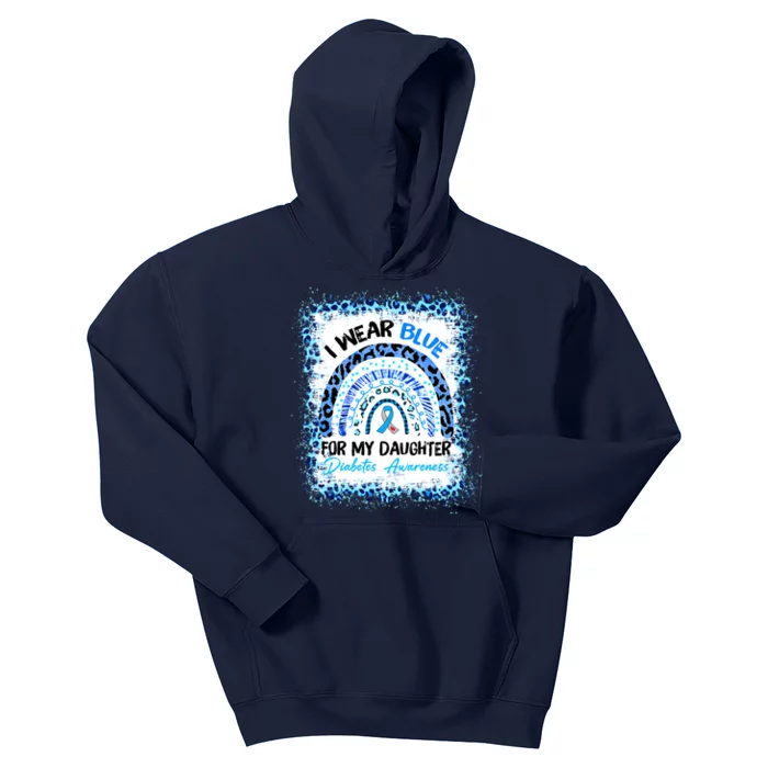 Support Squad Type 1 Diabetes Awareness T1D Blue Ribbon Kids Hoodie