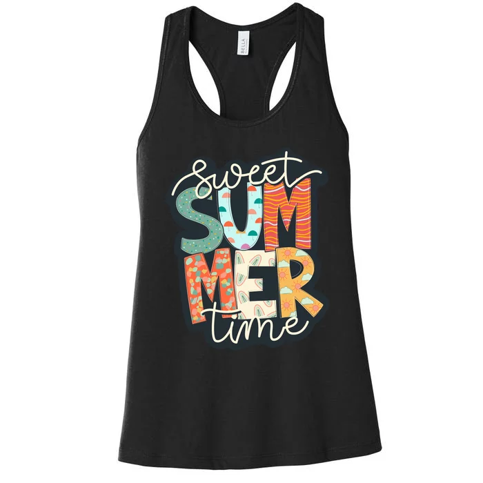 Sweet Summer Time Retro Vintage Graphic Women's Racerback Tank