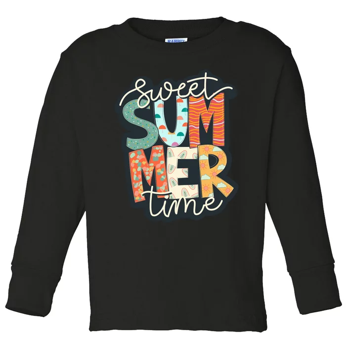 Sweet Summer Time Retro Vintage Graphic Toddler Long Sleeve Shirt