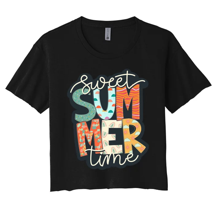 Sweet Summer Time Retro Vintage Graphic Women's Crop Top Tee