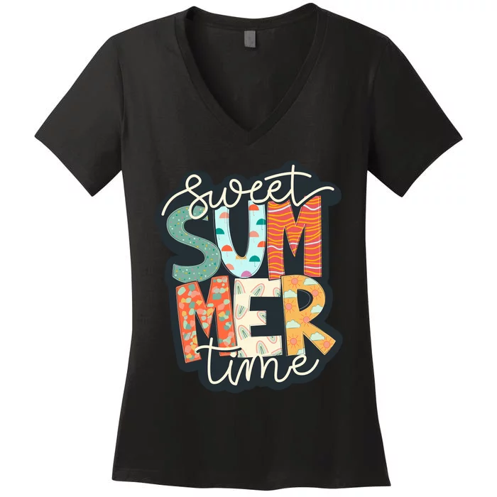 Sweet Summer Time Retro Vintage Graphic Women's V-Neck T-Shirt