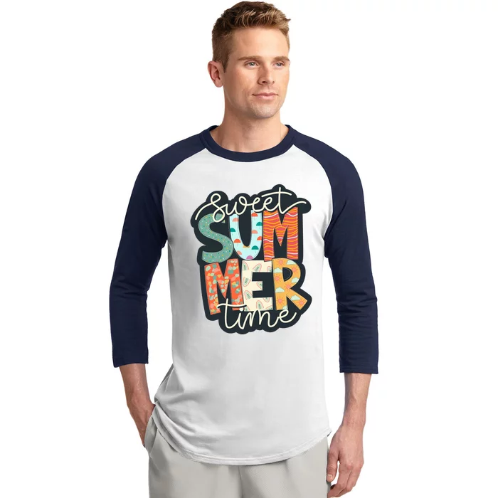 Sweet Summer Time Retro Vintage Graphic Baseball Sleeve Shirt