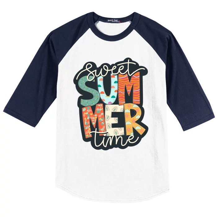 Sweet Summer Time Retro Vintage Graphic Baseball Sleeve Shirt