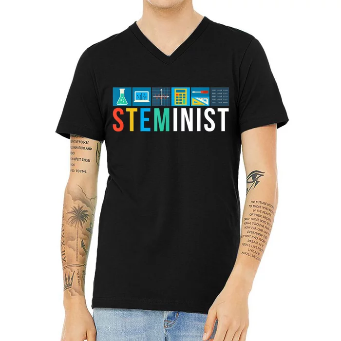 Steminist Science Technology Engineering Math STEM V-Neck T-Shirt