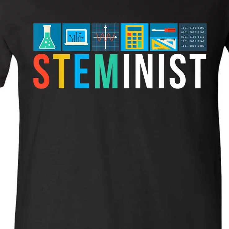 Steminist Science Technology Engineering Math STEM V-Neck T-Shirt