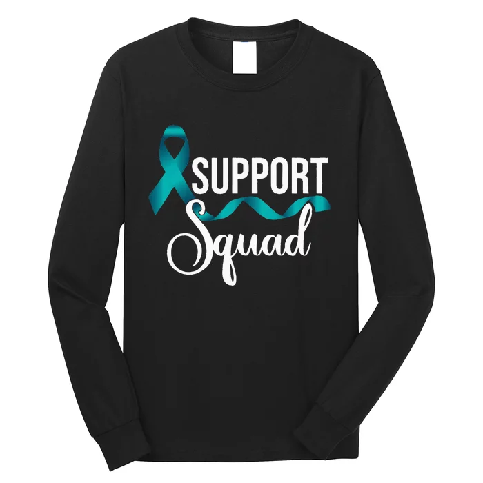 Support Squad Teal Ribbon Stop Sexual Assault Awareness Long Sleeve Shirt