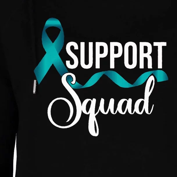 Support Squad Teal Ribbon Stop Sexual Assault Awareness Womens Funnel Neck Pullover Hood