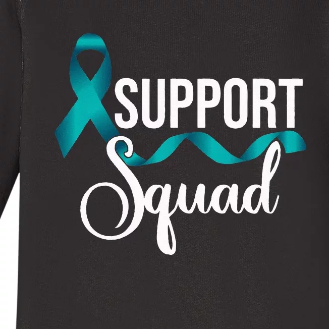 Support Squad Teal Ribbon Stop Sexual Assault Awareness Baby Long Sleeve Bodysuit