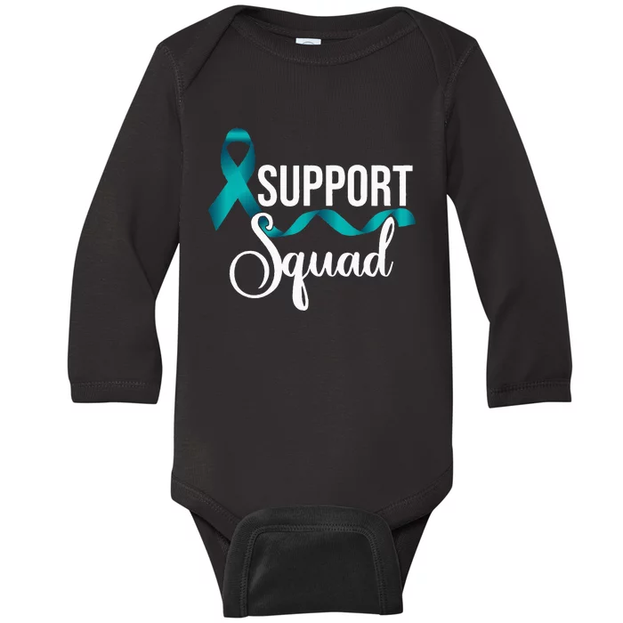 Support Squad Teal Ribbon Stop Sexual Assault Awareness Baby Long Sleeve Bodysuit