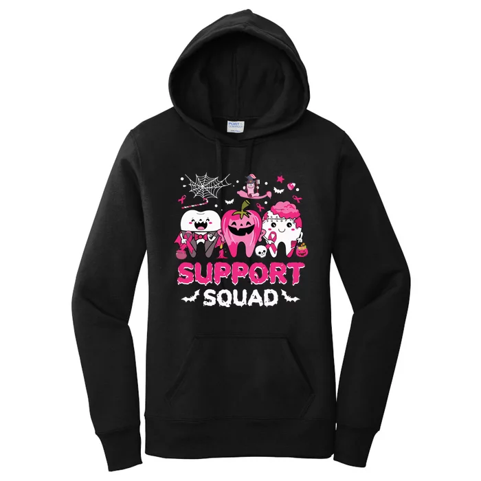 Support Squad Tooth Pumpkin Dental Halloween Breast Cancer Women's Pullover Hoodie