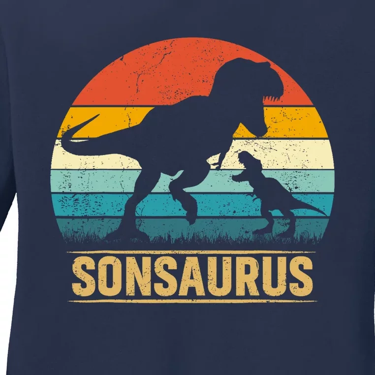 Son Saurus T Rex Dinosaur SonSaurus Matching Family Ladies Long Sleeve Shirt