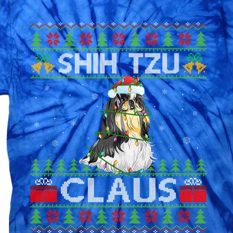 Santa Shih Tzu Dog Xmas Lighting Ugly Shih Tzu Christmas Gift Tie-Dye T-Shirt