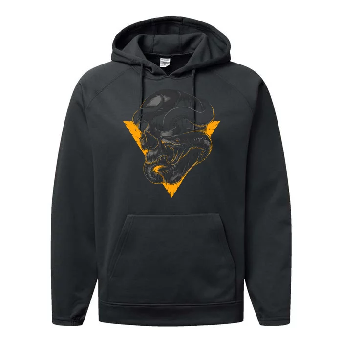 Skull Snake Triangle Graphic Design Performance Fleece Hoodie