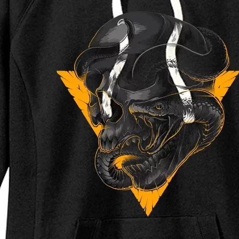 Skull Snake Triangle Graphic Design Women's Fleece Hoodie