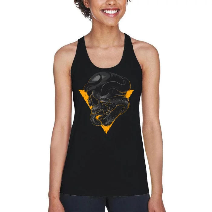 Skull Snake Triangle Graphic Design Women's Racerback Tank