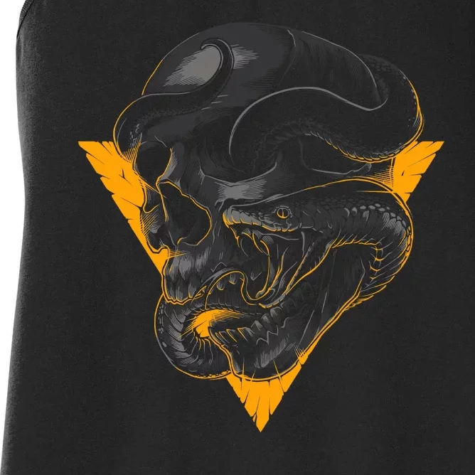 Skull Snake Triangle Graphic Design Women's Racerback Tank