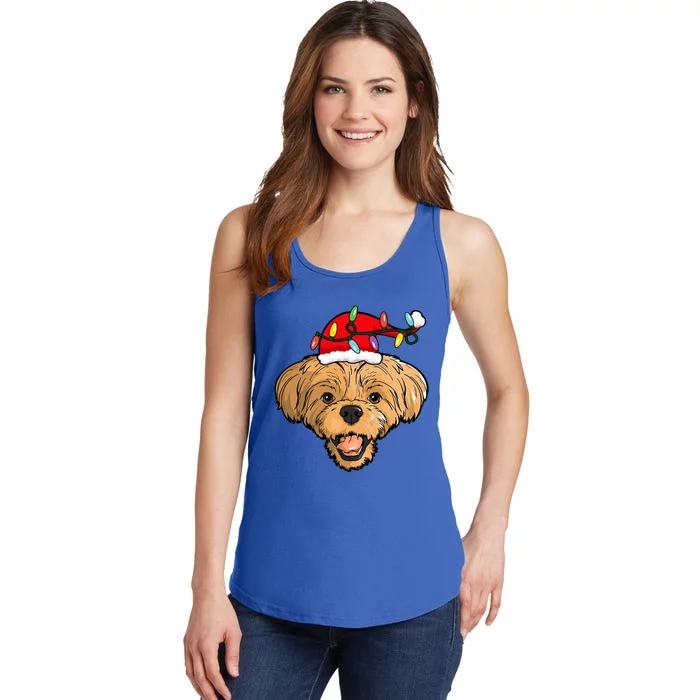 Santa Shih Tzu Light Christmas Cute Gift Ladies Essential Tank