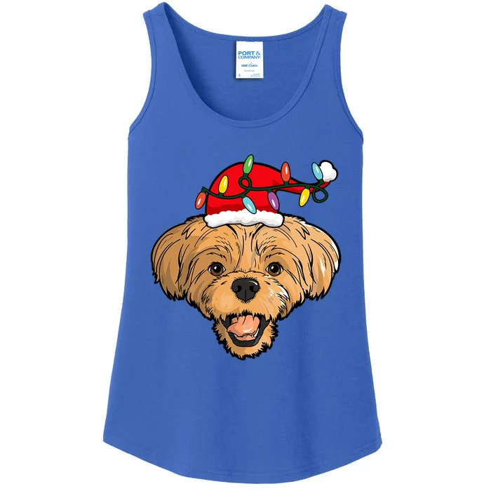 Santa Shih Tzu Light Christmas Cute Gift Ladies Essential Tank