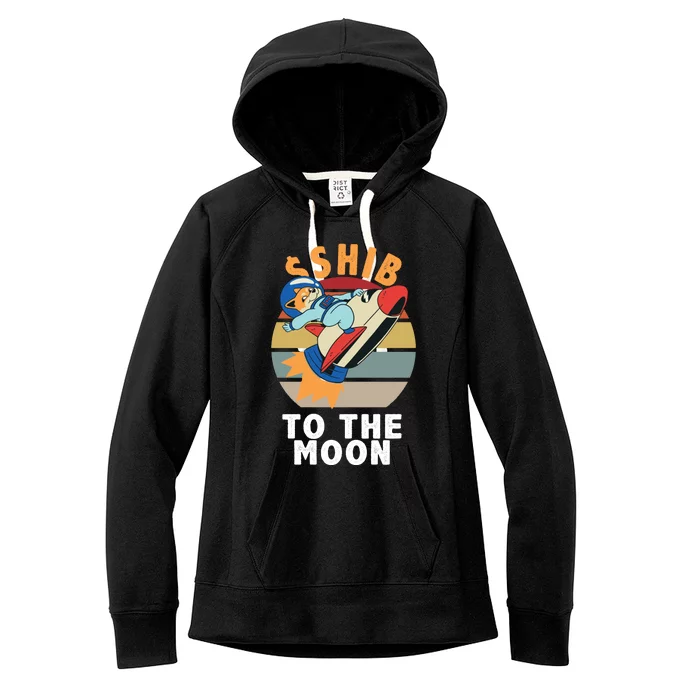 Shiba, Shib To The Moon Women's Fleece Hoodie