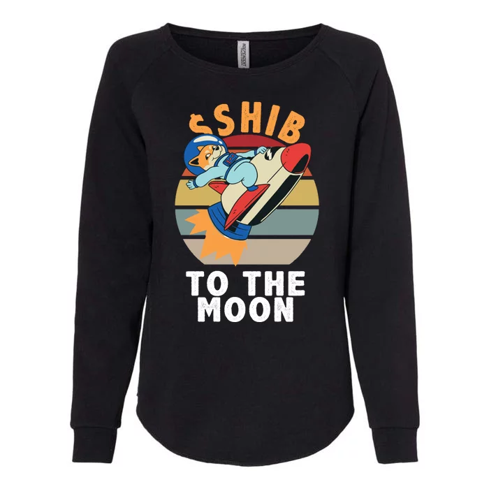 Shiba, Shib To The Moon Womens California Wash Sweatshirt