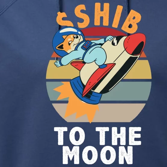 Shiba, Shib To The Moon Performance Fleece Hoodie