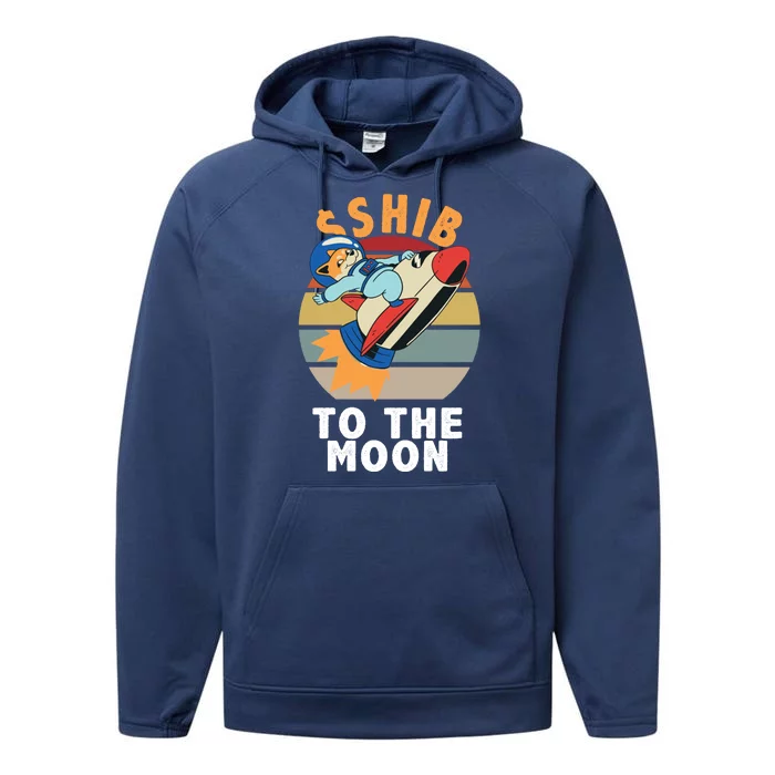 Shiba, Shib To The Moon Performance Fleece Hoodie