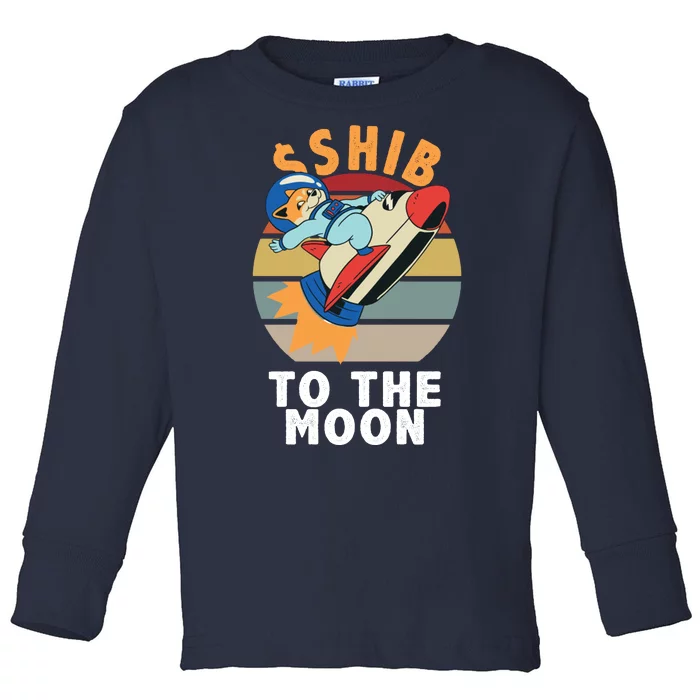 Shiba, Shib To The Moon Toddler Long Sleeve Shirt