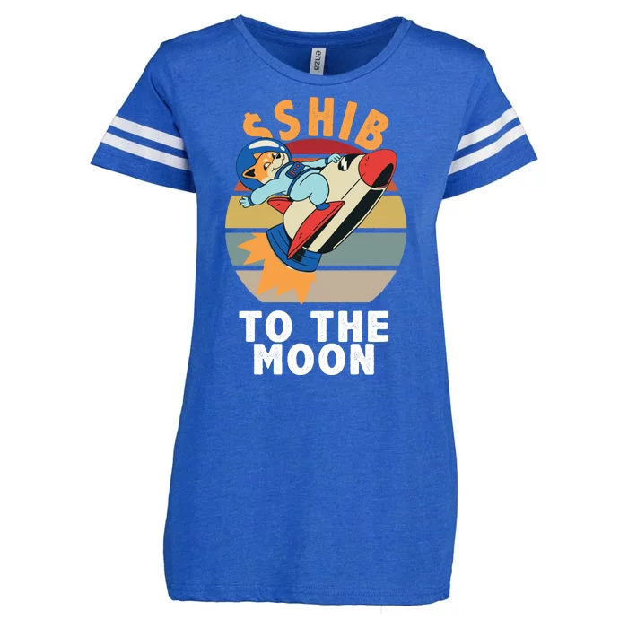 Shiba, Shib To The Moon Enza Ladies Jersey Football T-Shirt