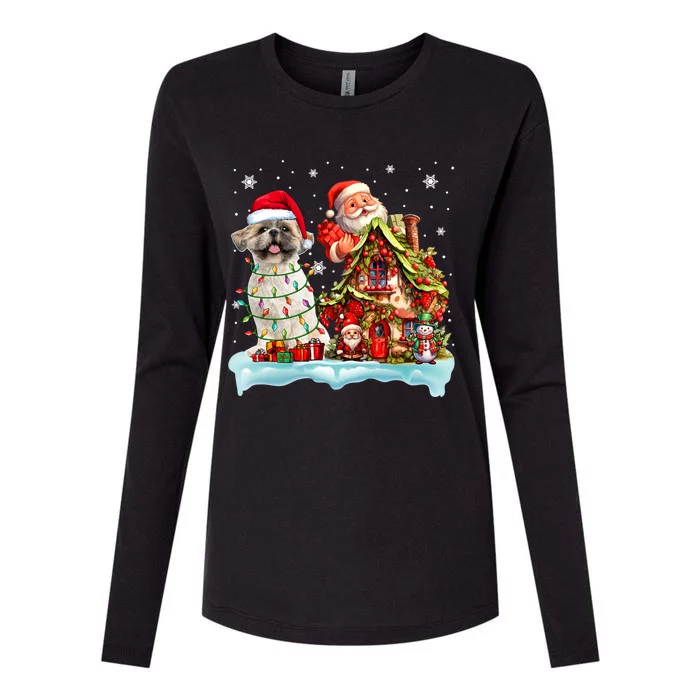 Santa Shih Tzu Funny Santa Gnome Snow Xmas Dog Lover Gift Womens Cotton Relaxed Long Sleeve T-Shirt