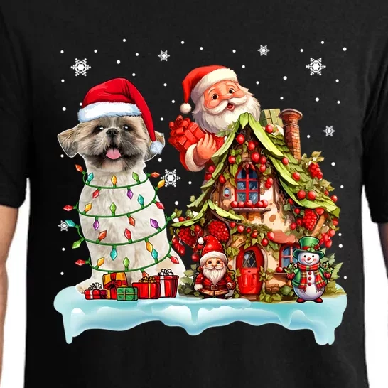 Santa Shih Tzu Funny Santa Gnome Snow Xmas Dog Lover Gift Pajama Set