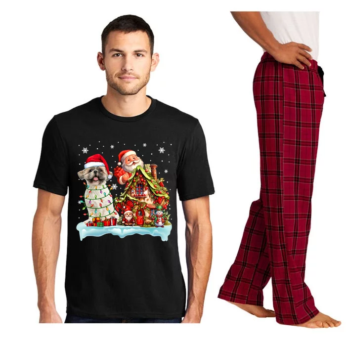 Santa Shih Tzu Funny Santa Gnome Snow Xmas Dog Lover Gift Pajama Set