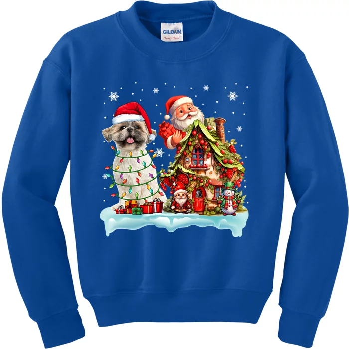 Santa Shih Tzu Funny Santa Gnome Snow Xmas Dog Lover Gift Kids Sweatshirt