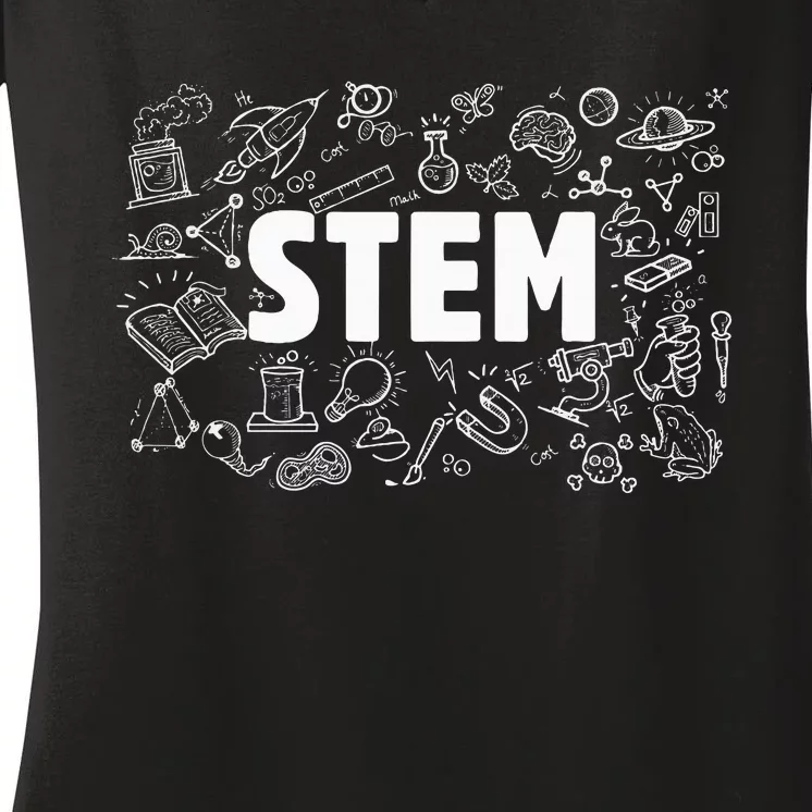 Stem Science Technology Engineering Math Teacher Student Women's V-Neck T-Shirt